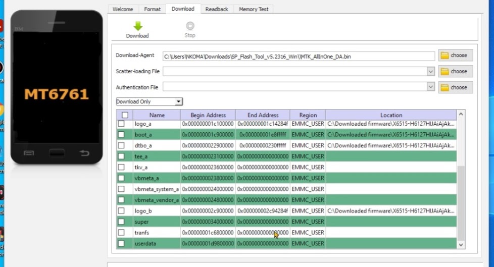 SP flash tool v5